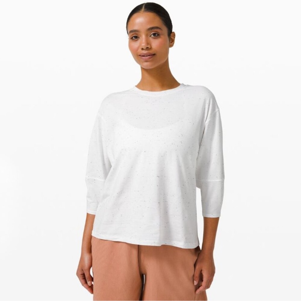 Lululemon three-quarter length sleeve Women's White Speckled Top